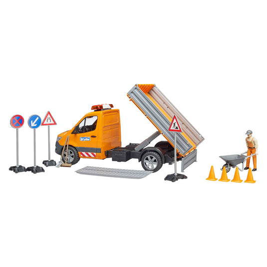 Bruder mercedes-benz sprinter wegenbouw + figuur en accessoires