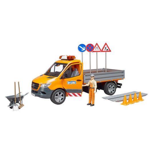 Bruder mercedes-benz sprinter wegenbouw + figuur en accessoires
