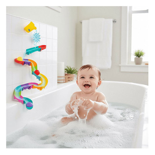 Playgro -splash and slide- waterval glijbaan - badspeelgoed - peuter speelgoed - baby badspeelgoed - speelgoed baby - speelgoed 1 jaar -badspeeltje - water knikkerbaan -waterspeelgoed baby - waterspeelgoed peuters - inclusief 3 balletjes