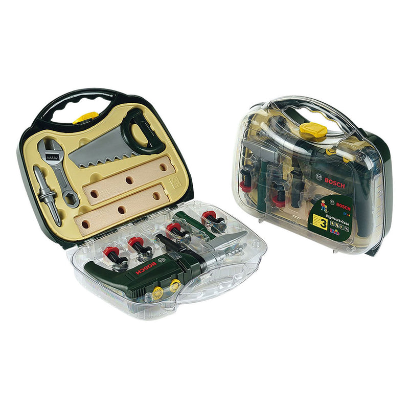 Afbeelding laden in galerijviewer, Klein toys bosch mini 16-delige speelgoed gereedschapskoffer - boormachine, hamer, zaag, steeksleutel en gereedschap accessoires - incl. licht- en geluidseffecten - groen
