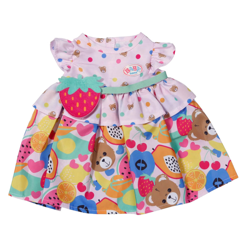 Afbeelding laden in galerijviewer, Baby born fruitjurk met aardbeien handtas - 43cm
