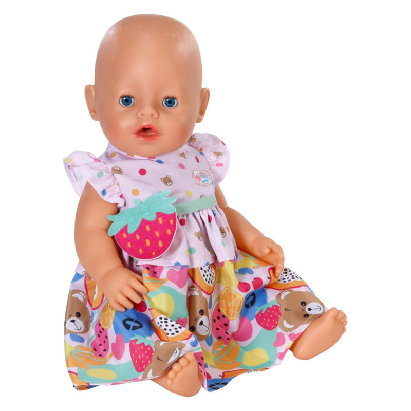 Afbeelding laden in galerijviewer, Baby born fruitjurk met aardbeien handtas - 43cm
