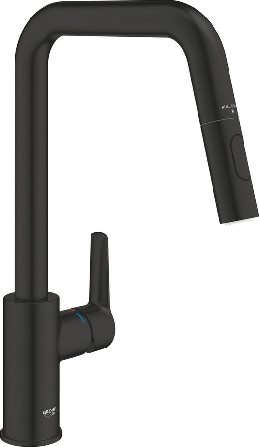 Grohe quickfix start keukenkraan - met uittrekbare uitloop - hoge uitloop - matte black