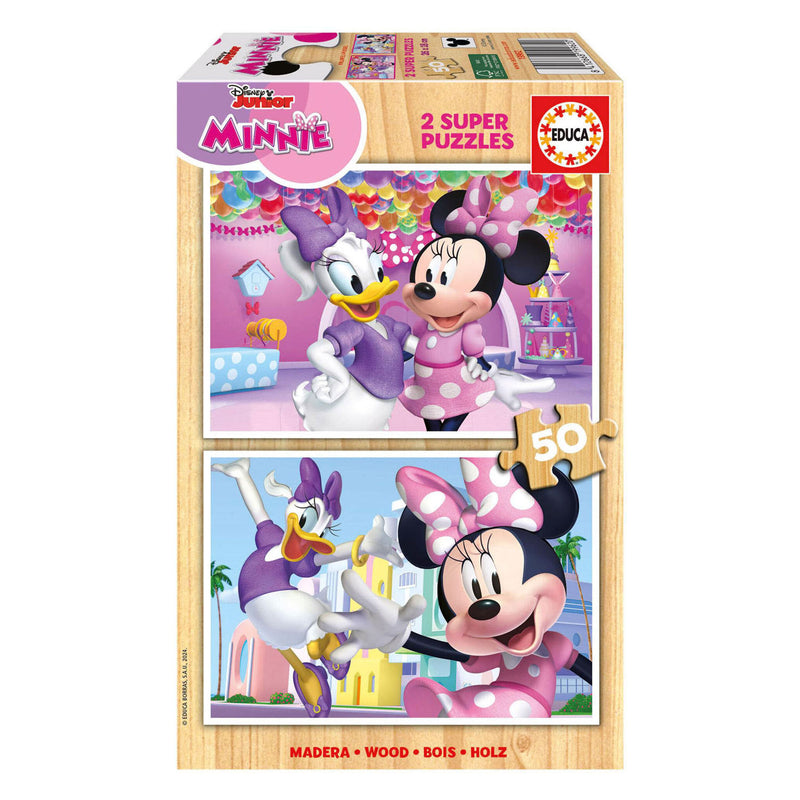 Afbeelding laden in galerijviewer, Disney minnie mouse houten legpuzzel - 2x50st.

