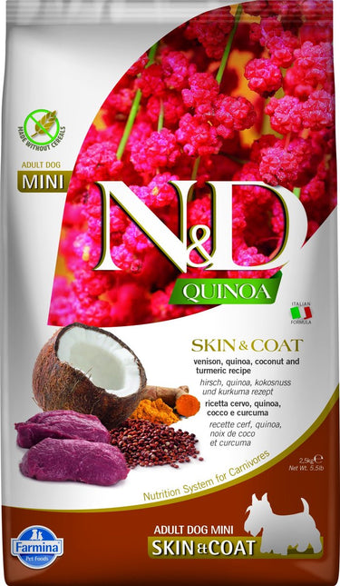 N d quinoa hondenvoeding skin coat small breed hert 2,5 kg