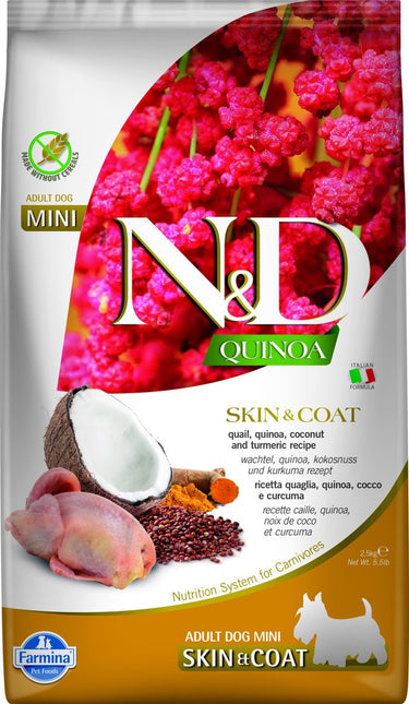 N d quinoa hondenvoeding skin coat - mini - kwartel 2,5 kg