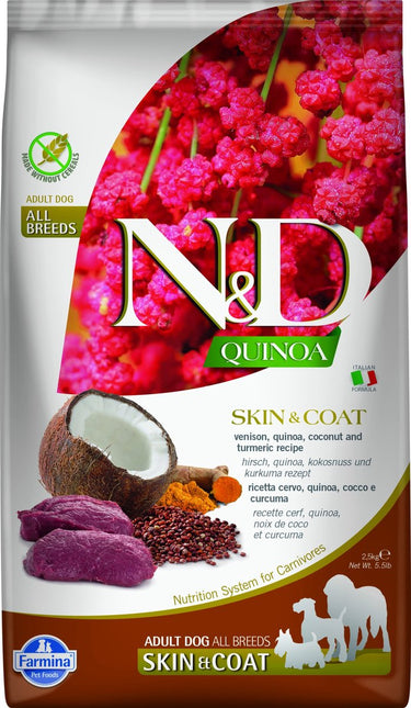 Farmina n d quinoa hondenvoeding skin coat medium maxi hert 2,5 kg