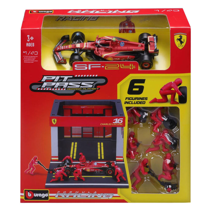 Afbeelding laden in galerijviewer, Rc burago ferrari pit pass met charles lecle - 1:43
