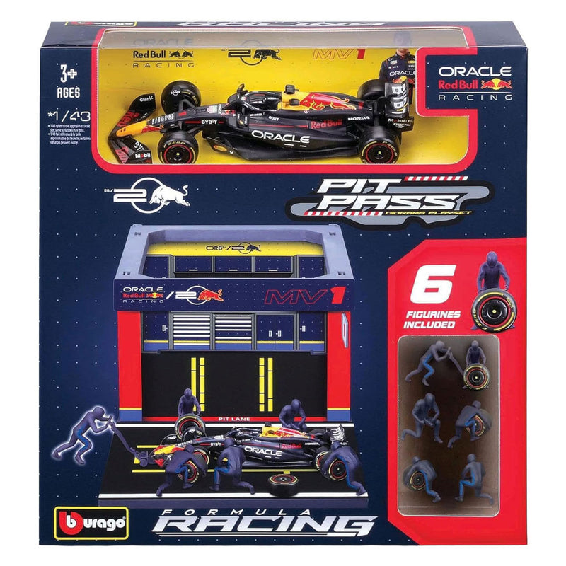Afbeelding laden in galerijviewer, Burago red bull pit pass met max verstappen - 1:43
