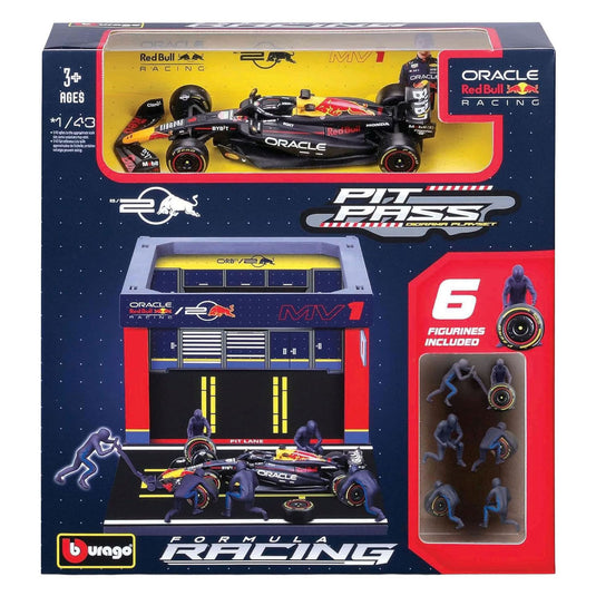 Burago red bull pit pass met max verstappen - 1:43