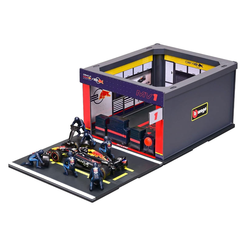 Afbeelding laden in galerijviewer, Burago red bull pit pass met max verstappen - 1:43
