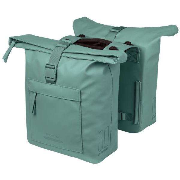 Afbeelding laden in galerijviewer, Basil b.v. dubbele fietstas basil brooklyn mik 41l 14 x 30 x 37 cm - groen
