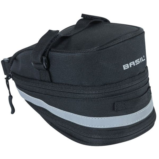 Basil Mada Zadeltas - Compact, zwart, 1L, klittenband, fietsaccessoire
