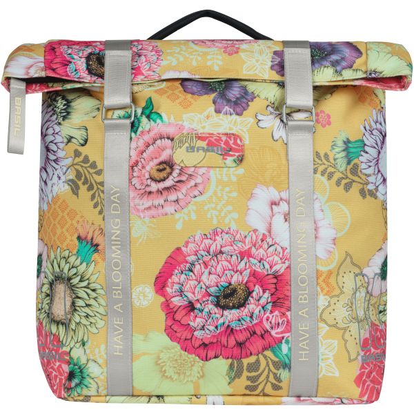 Afbeelding laden in galerijviewer, Basil Bloom Field dubbele fietstas, waterdicht, honey yellow, 35L
