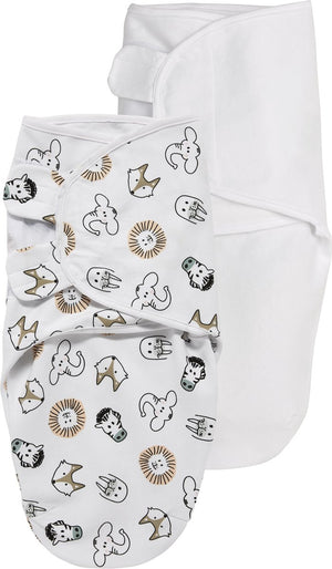 Meyco baby animal uni swaddle inbakerdoek - 2-pack - multicolour - 0-3 maanden - 1.0 tog