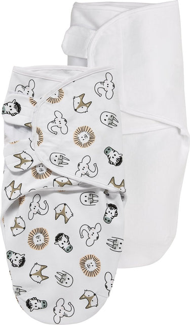 Meyco baby animal uni swaddle inbakerdoek - 2-pack - multicolour - 0-3 maanden - 1.0 tog