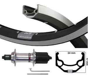 Kgs achterwiel 26 inch (559) zac 19 zw zilver 8 9 speed uitval