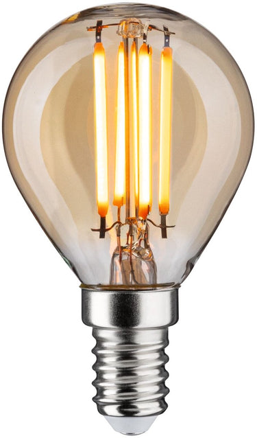 Paulmann 1879 filament 230 v 3-step-dim led-kogellamp e14 3 step dim 450lm 4,9w 1800k dimbaar goud