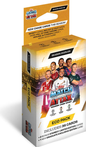Topps merlin uefa champions league match attax extra trading cards 2025 26 eco pack trading cards