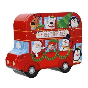 Decoris opbergblik kerst bus 19x15,5x7cm