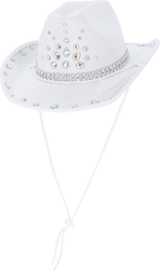 Smiffys kostuum hoed rhinestone cowboy hat wit
