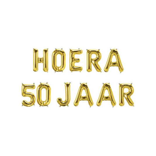 Paperdreams folie ballon letterslinger - hoera 50 jaar