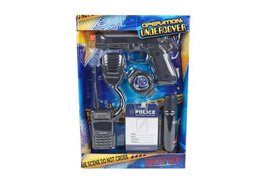 Politie speelset speelgoed met pistool 17cm - 5-delig - rollenspel.