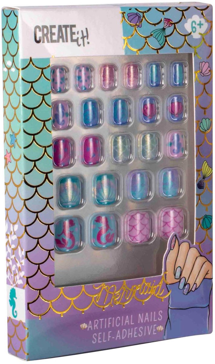 Afbeelding laden in galerijviewer, Create it! mermaid kunstnagels - zelfklevende nagelset voor kinderen.
