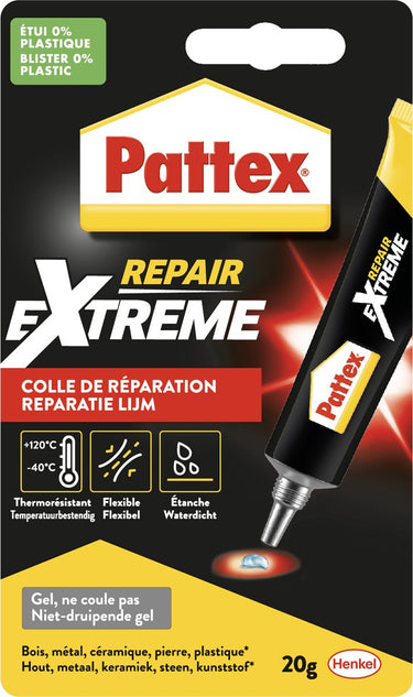 Pattex repair extreme 20 g | extreem sterke universeellijm | voor snelle reparaties | multi-inzetbaar | alleslijm secondelijm - superlijm