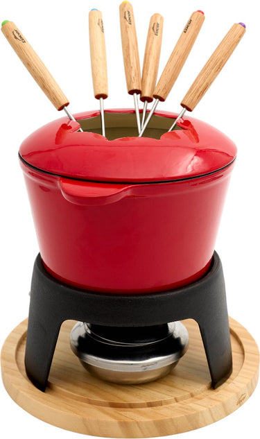 Lacor fondue set - 1,2l - emaille - kaas chocolade groente vlees fondueset - inclusief 6 vorken