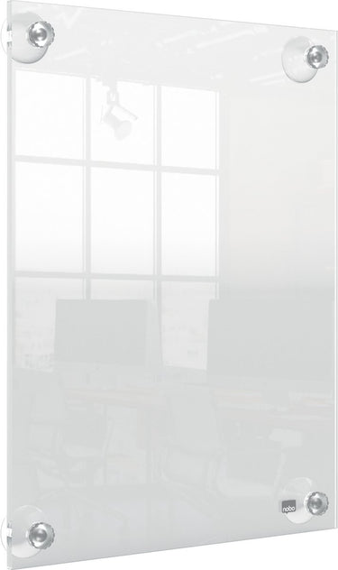 Nobo premium plus verplaatsbaar a4 poster frame voor aan de muur - met zuignapmontage - transparant acryl
