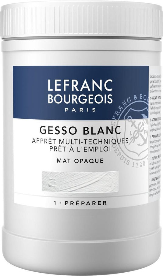 Lefranc bourgeois paris lefranc bourgeois 300656 witte gesso mat – 1000 ml | universele primer voor acryl olieverf | canvas, hout, papier steen