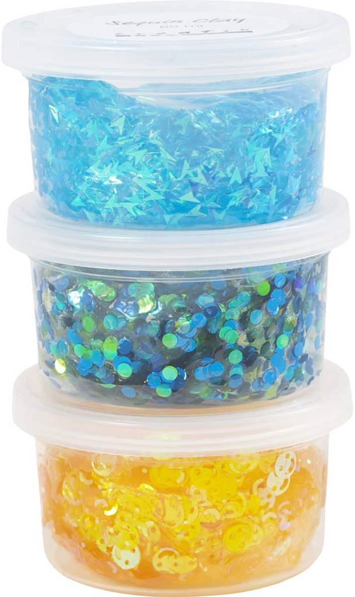 Afbeelding laden in galerijviewer, Creativ company sequin clay blauw groen - 6x60gr.
