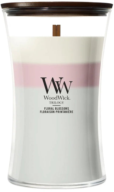 Woodwick hourglass - trilogy floral blossoms - large geurkaars - 130 branduren