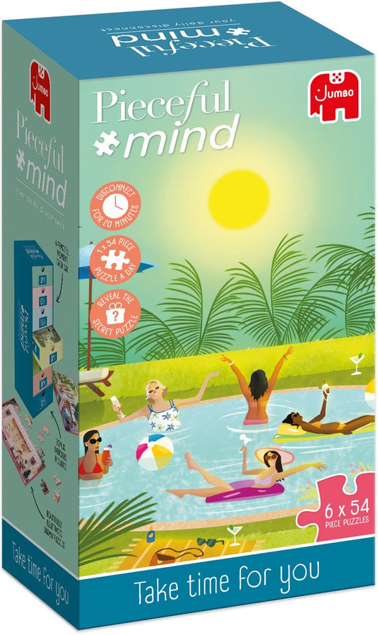 Jumbo pieceful mind - take time for you - legpuzzel - 6 puzzels van 54 stukjes - mindfulness oefening - ontspanning cadeau - vanaf 14 jaar