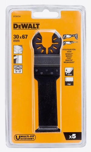 Dewalt 31x67mm multitool zaagblad hcs tbv hard hout (5 stuks) - dt20724