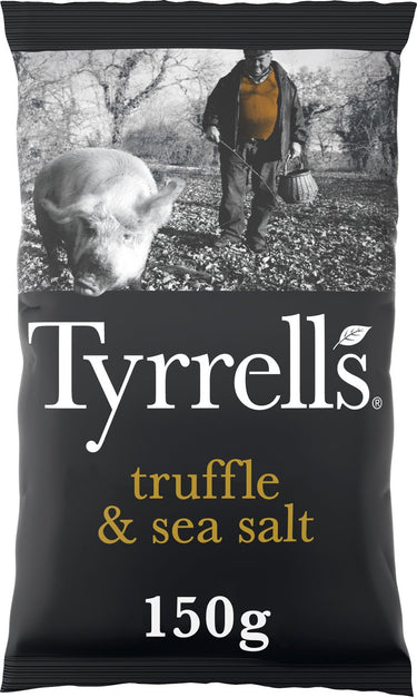 Tyrrells black truffle sea salt - chips - 8x150 gram