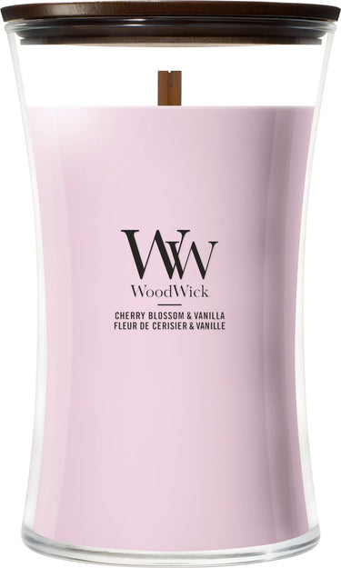 Woodwick hourglass - cherry blossom vanilla - large geurkaars - 130 branduren