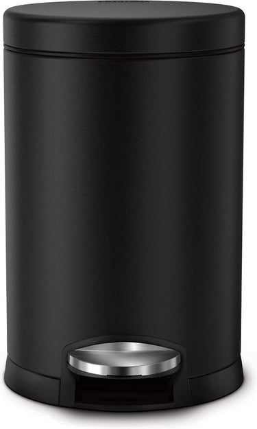 Simplehuman prullenbak rond 4,5 l - zwart - rvs