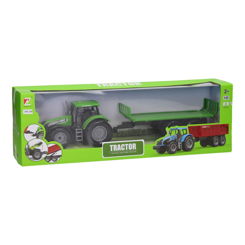 Afbeelding laden in galerijviewer, Tractor met platte kar 1:32

