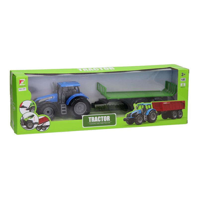 Afbeelding laden in galerijviewer, Tractor met platte kar 1:32
