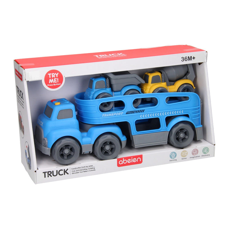 Afbeelding laden in galerijviewer, Lobbes speelgoed bv transporter werkvoertuigen met geluid - blauw

