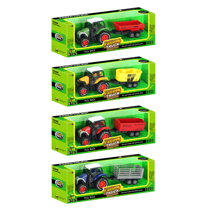 Afbeelding laden in galerijviewer, Die-cast trekker met aanhanger en pull-backfunctie
