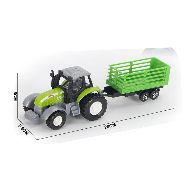 Afbeelding laden in galerijviewer, Lobbes speelgoed bv die-cast groene trekker met aanhanger en pull-backfunctie
