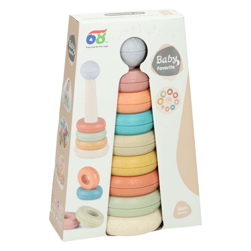 Afbeelding laden in galerijviewer, Lobbes speelgoed bv baby stapeltoren pastel
