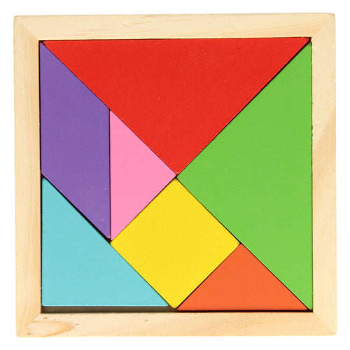 Houten tangrampuzzel kleur, 7st.