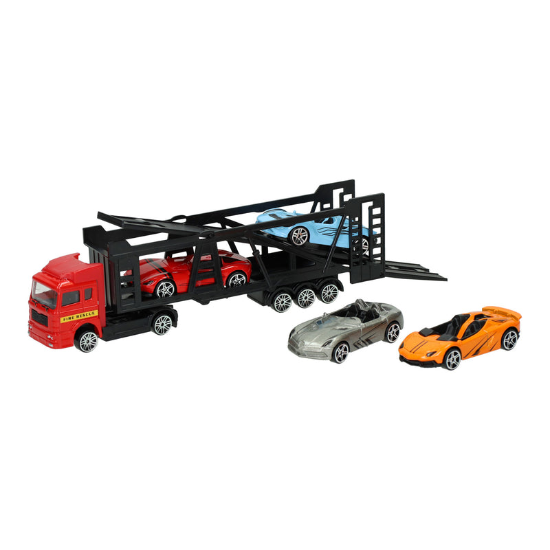 Afbeelding laden in galerijviewer, Die-cast transporter met 4 auto's
