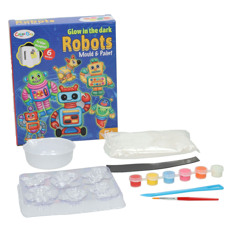 Afbeelding laden in galerijviewer, Lobbes gieten schilderen glow in the dark robots
