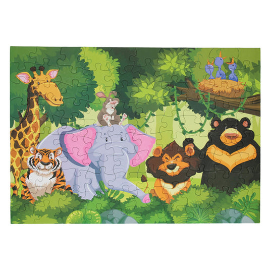 Vloerpuzzel wilde dieren groen, 100st.