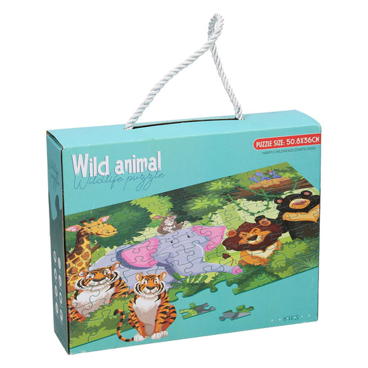 Vloerpuzzel wilde dieren groen, 100st.